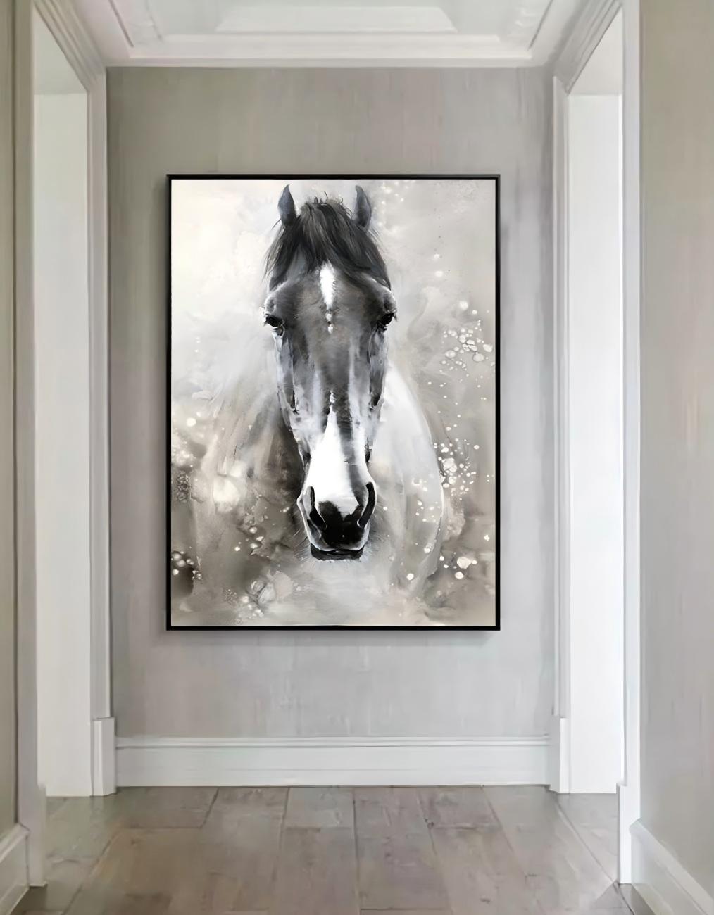 Monochrome Horse Portrait Painting
