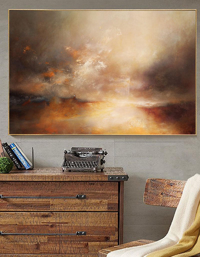 Warm Sunset Landscape Oil Painting