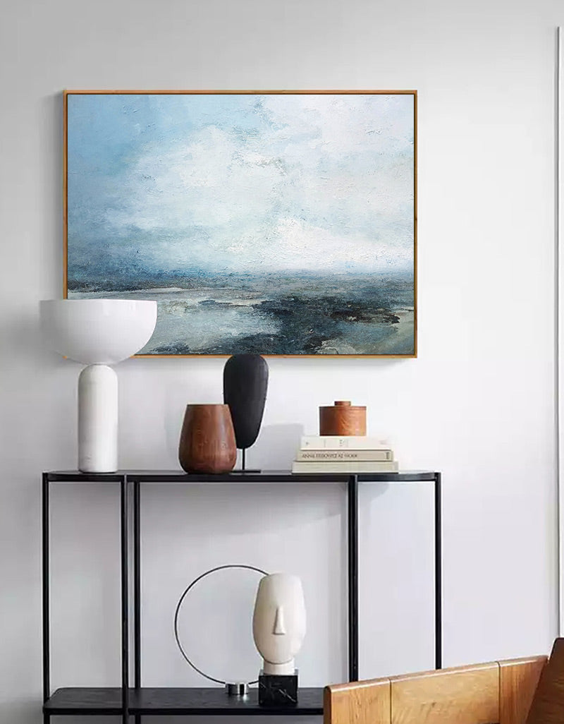 Blue Grey Abstract Coastal Painting