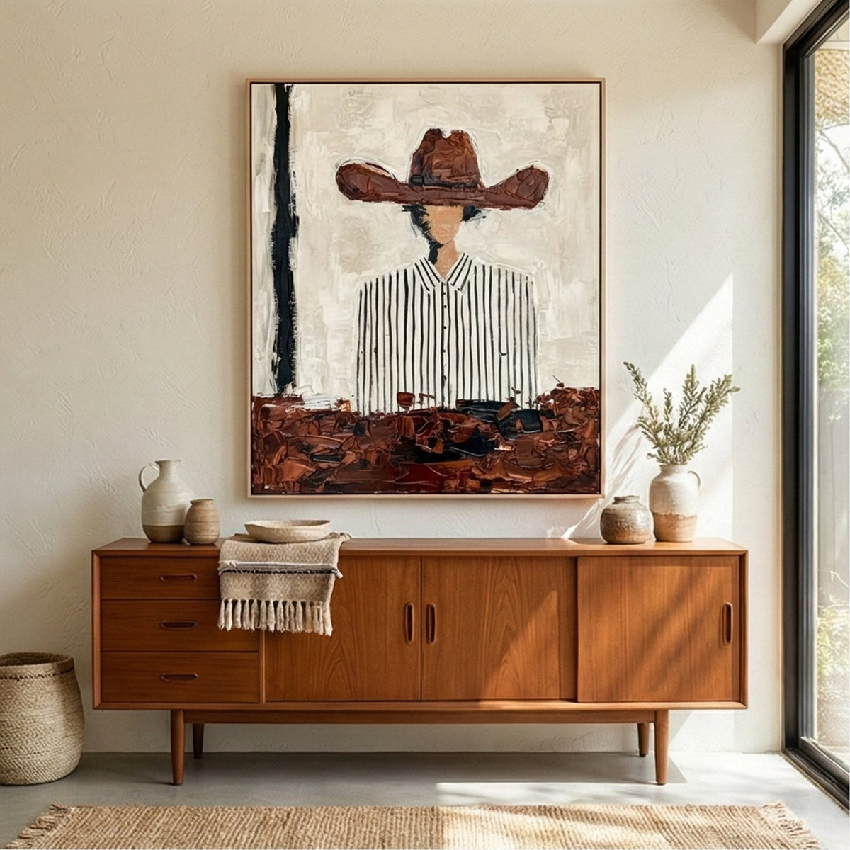 Vestige of the Range Abstract Cowboy Oil Painting