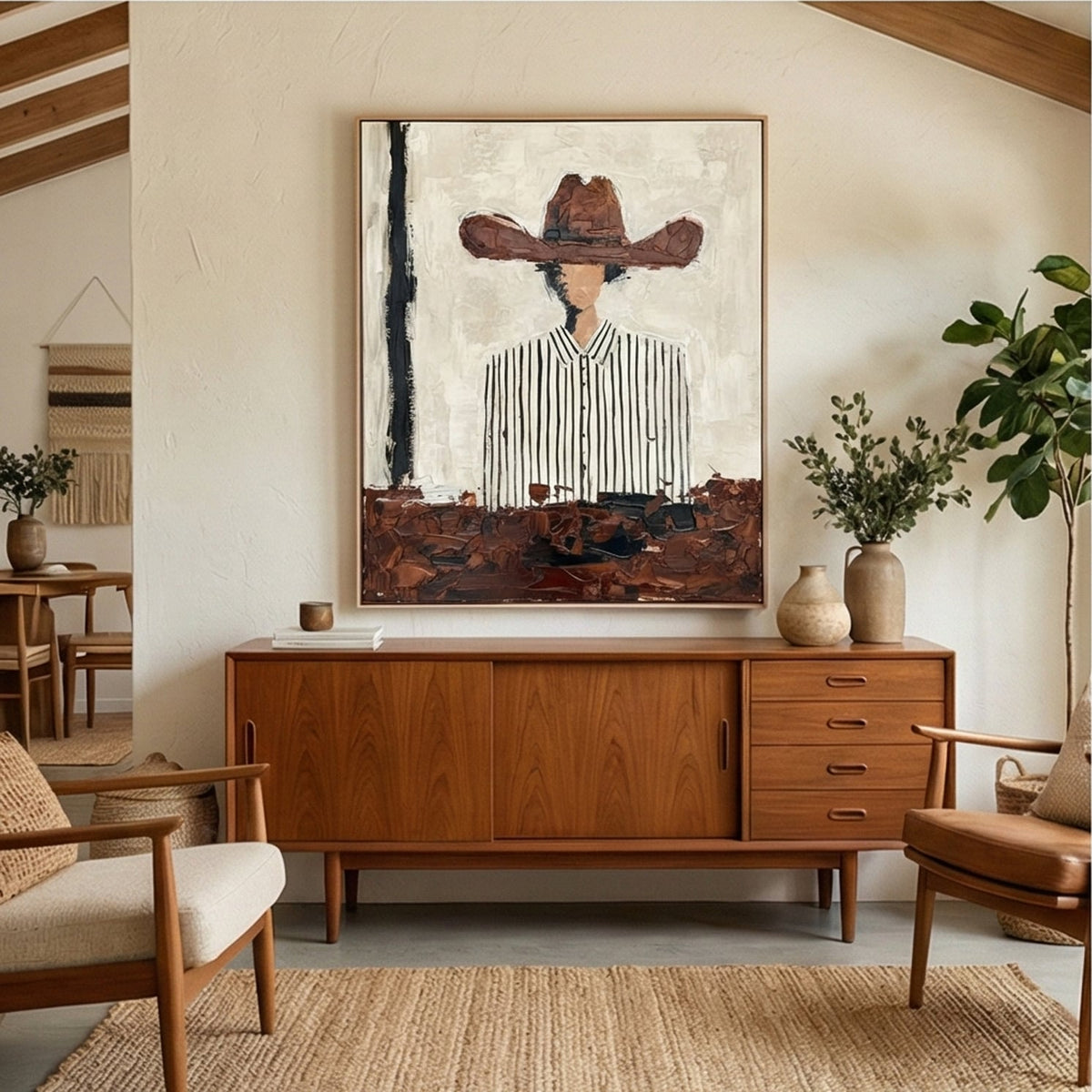 Vestige of the Range Abstract Cowboy Oil Painting