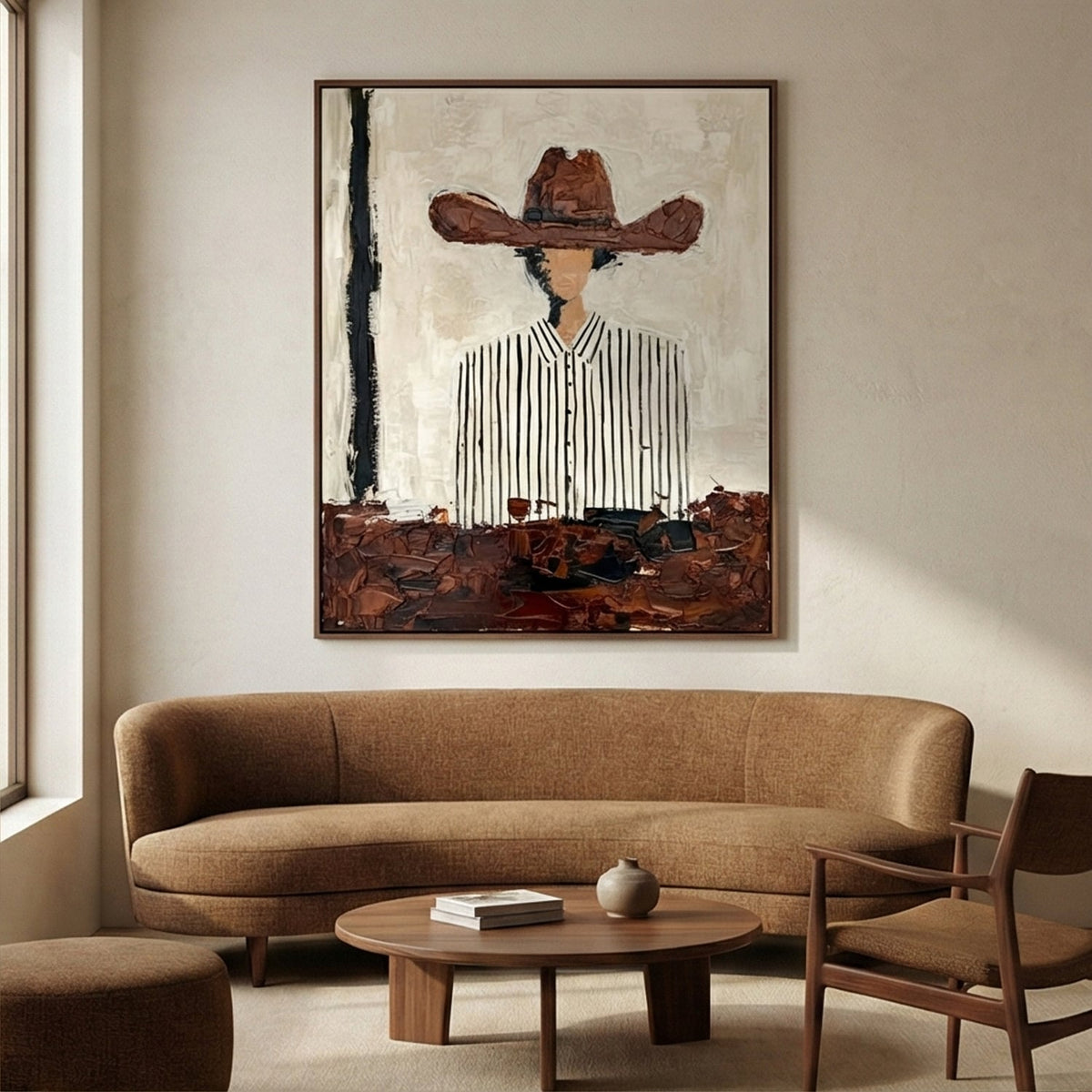 Vestige of the Range Abstract Cowboy Oil Painting