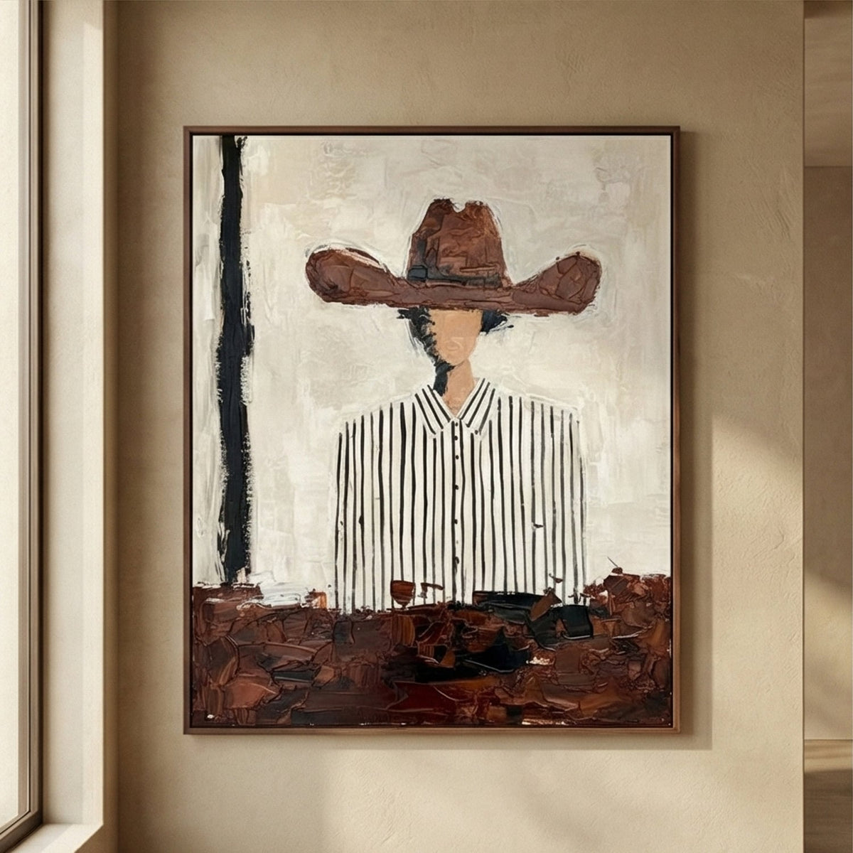 Vestige of the Range Abstract Cowboy Oil Painting