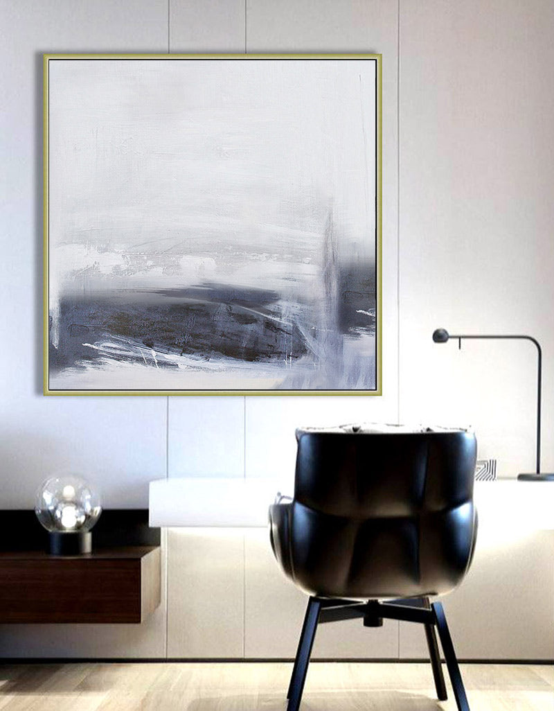 Minimalist Gray Abstract Oil Painting