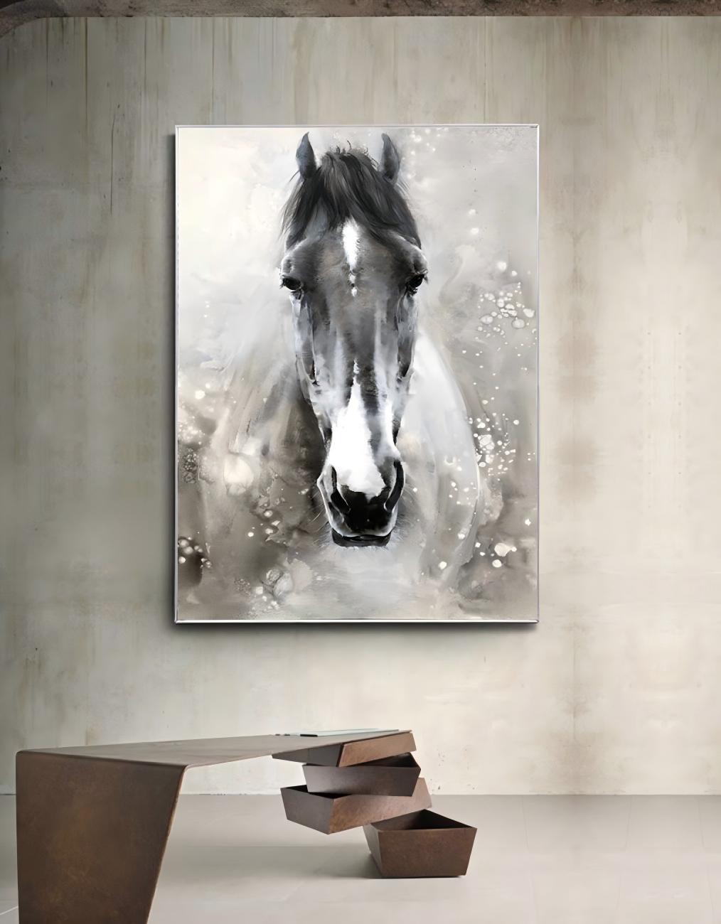 Monochrome Horse Portrait Painting
