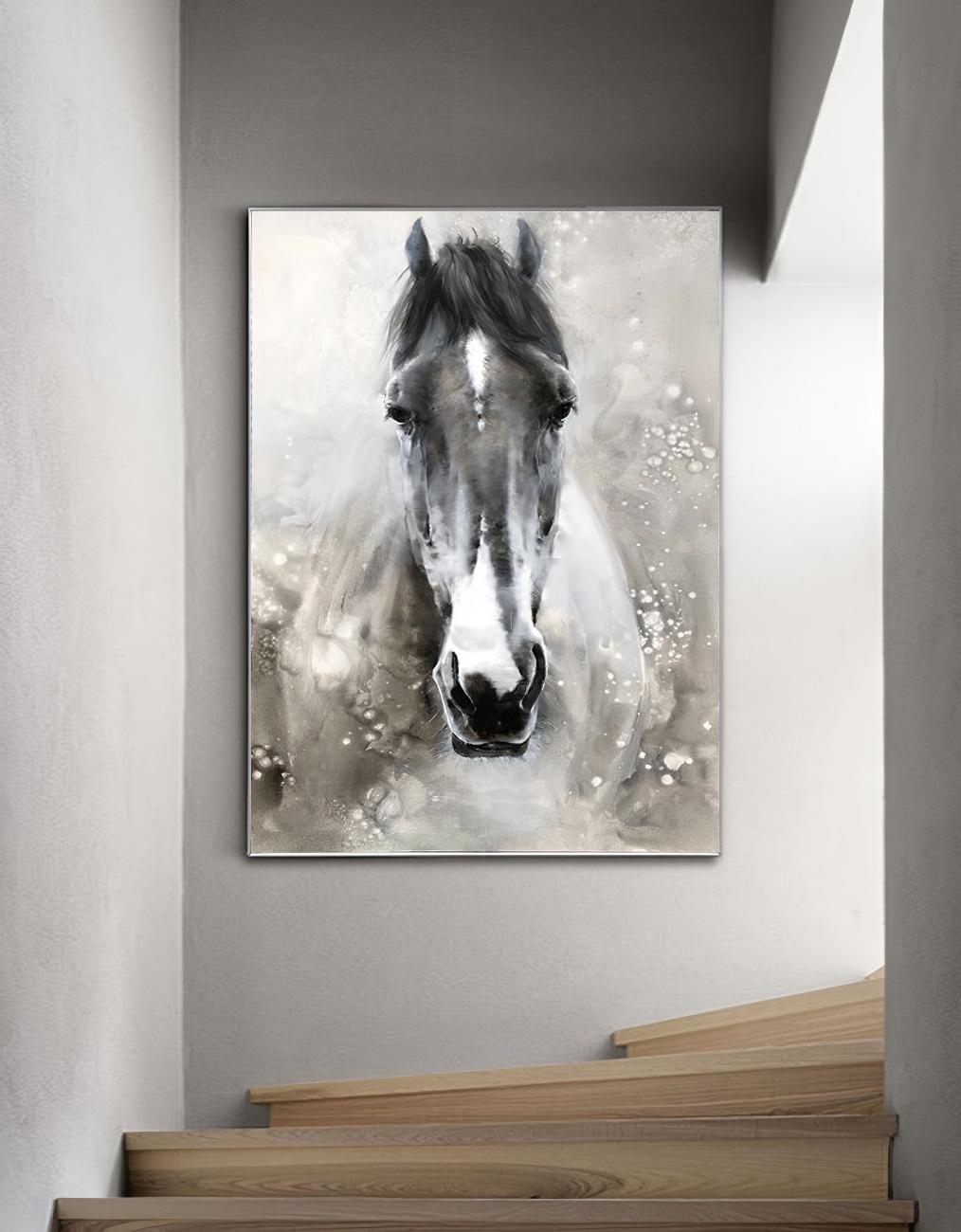 Monochrome Horse Portrait Painting