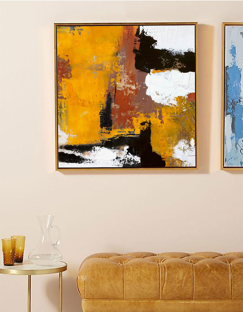 Vibrant Warm‑Tone Abstract  Bold Brushstroke Heavy Impasto Textured Artwork
