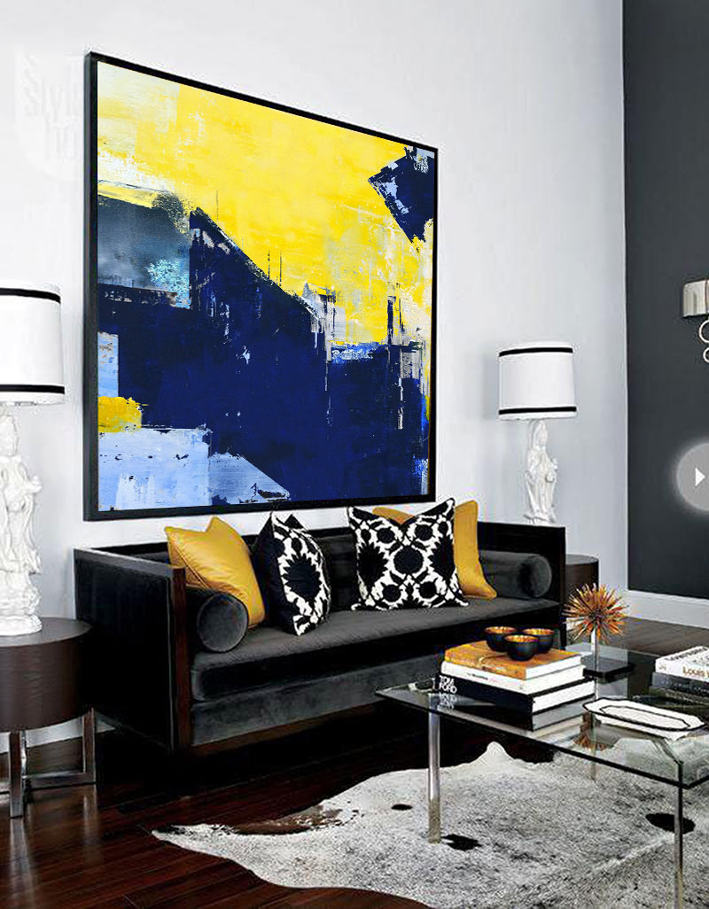 Blue Yellow Abstract Painting
