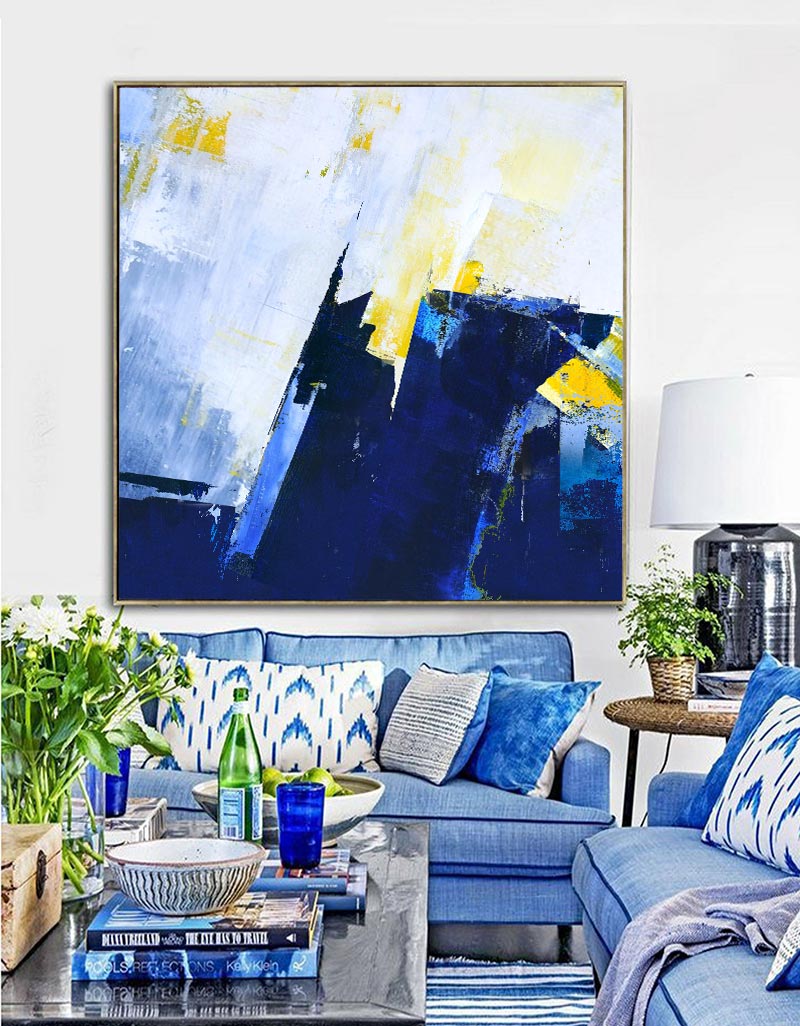 Blue Square Abstract Painting