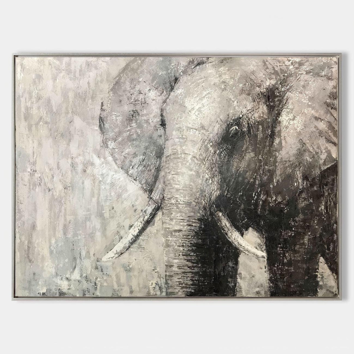Monochrome Elephant Oil Painting
