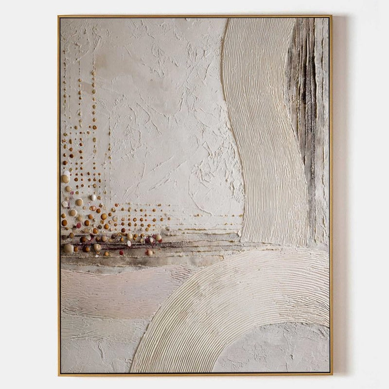 Wall Art Minimalist 3D Gold Dotted Flowing Waves