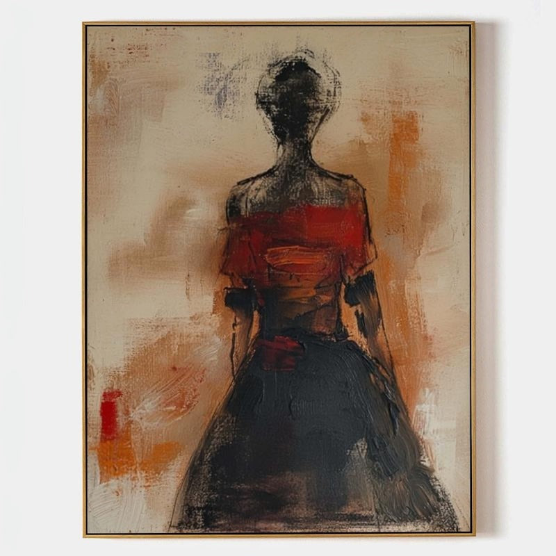 Wall Art Abstract Female Figure Red