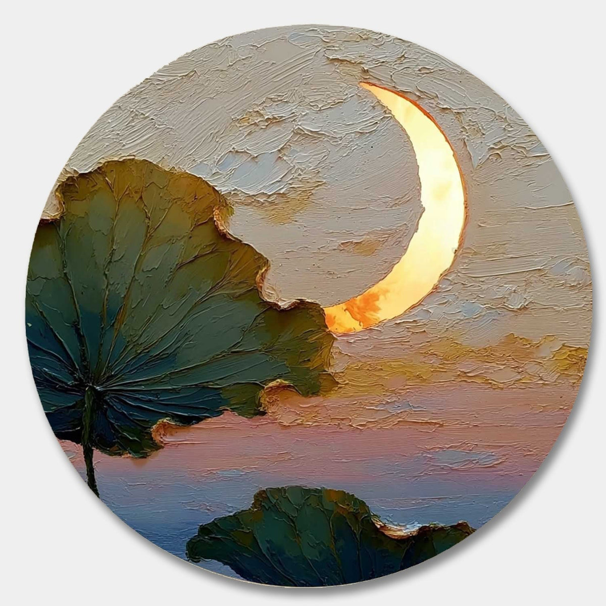 Wall Art Textured Lotus Leaves Golden