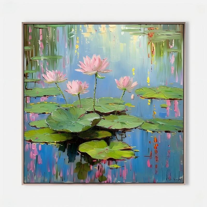 Wall Art Serene Pink Water Lilies Pond