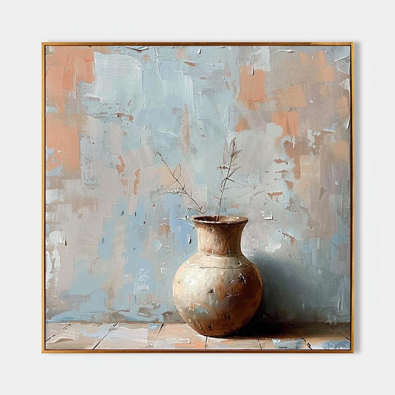 Wall Art Rustic Vase Still Life Impasto