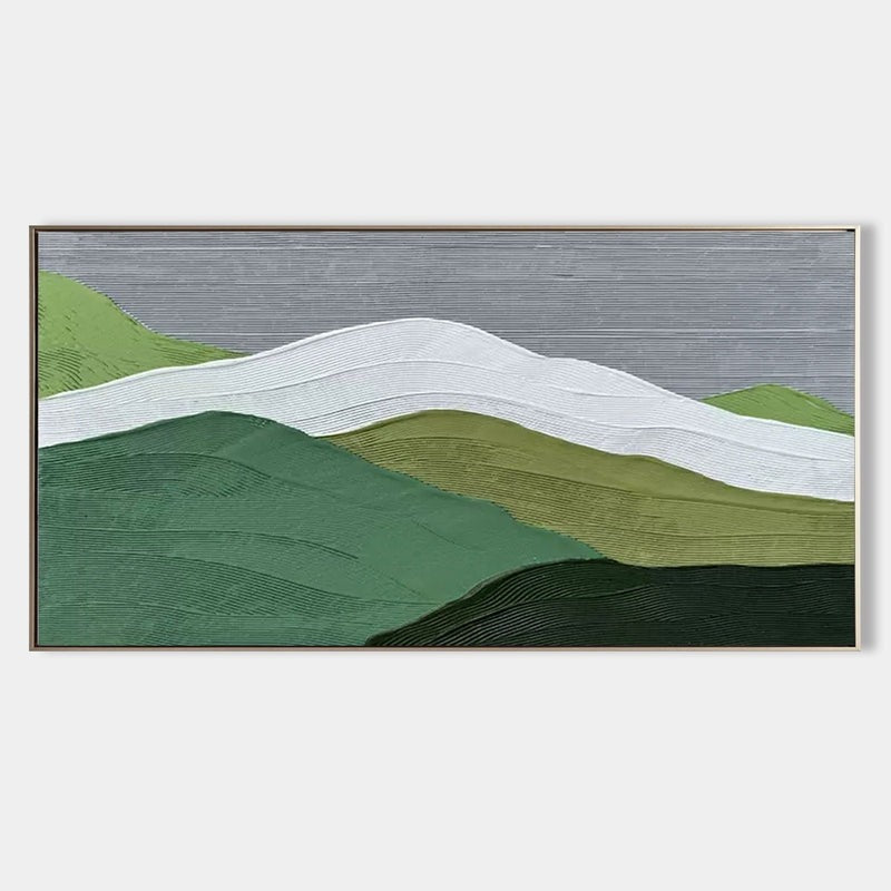 Plaster Art Layered Green White Landscape Textured