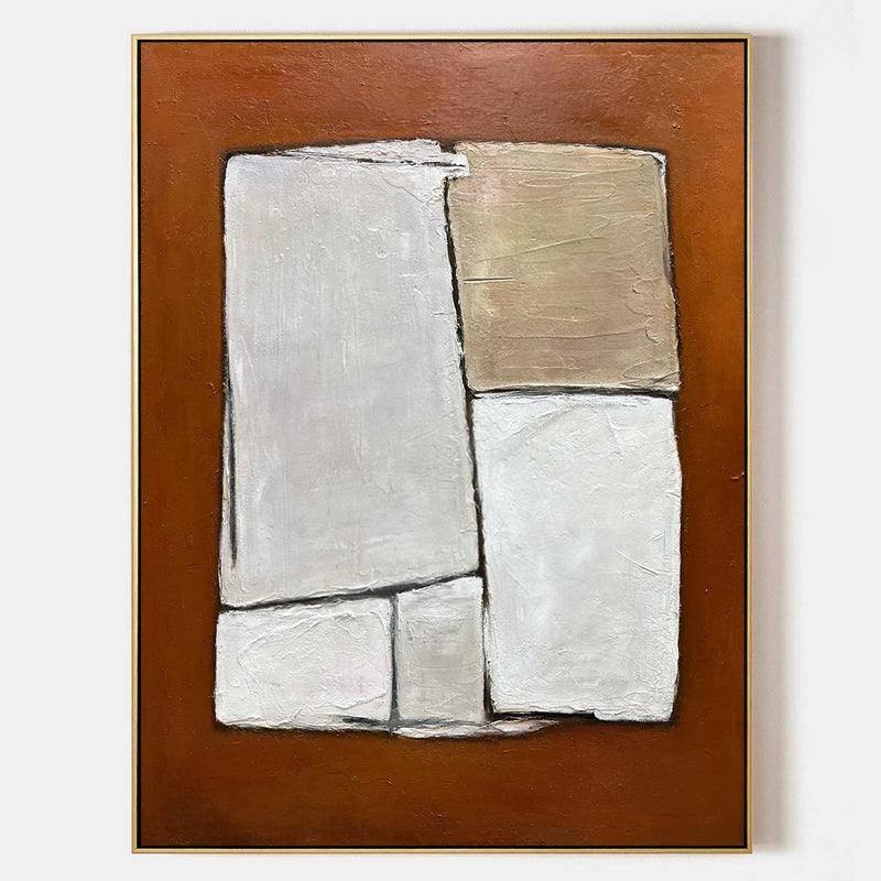 Wall Art Minimalist Geometric Block Brown