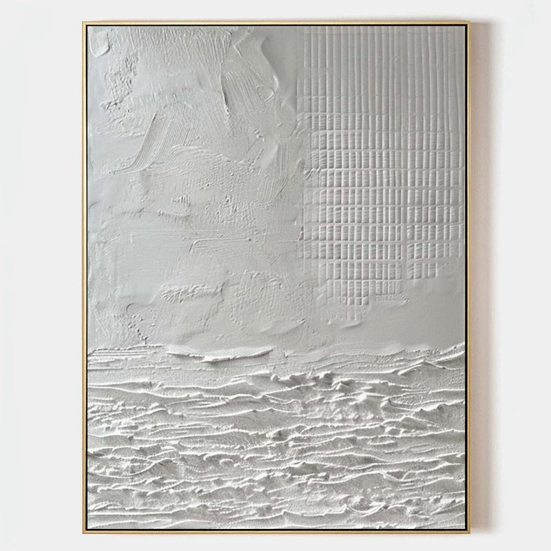 Wall Art Neutral Coastal Grid Painting