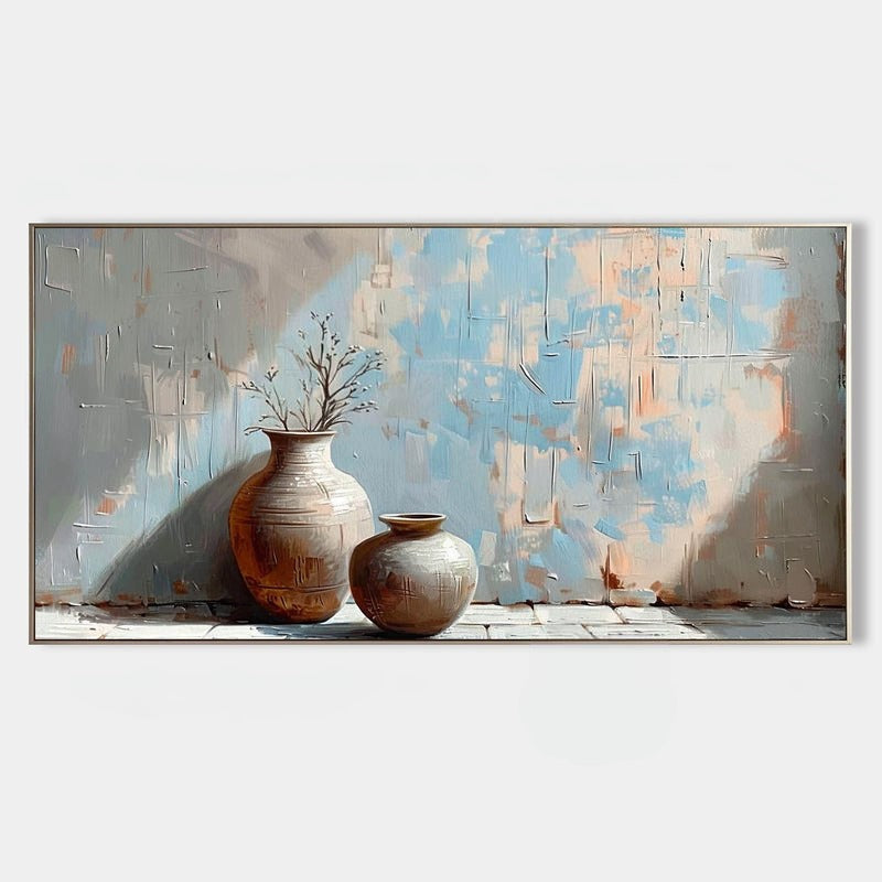 Wall Art Panoramic Ceramic Vase Duo Wabi-Sabi
