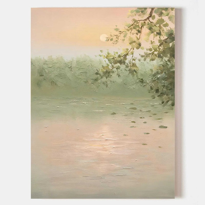 Wabi-Sabi Wall Art Soft Pastel Lake Landscape
