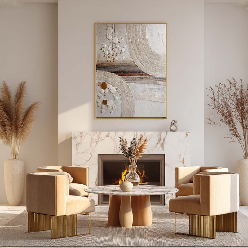 Wall Art Minimalist 3D Gold Circles Waves