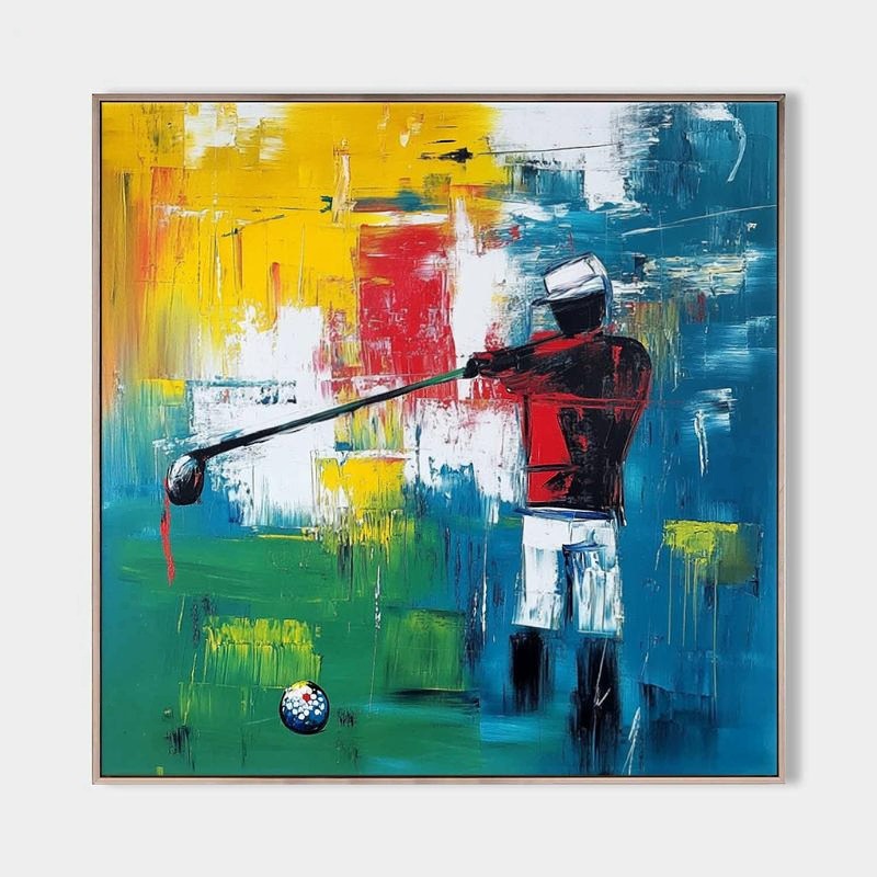 Wall Art Abstract Golfer Swing Colorful