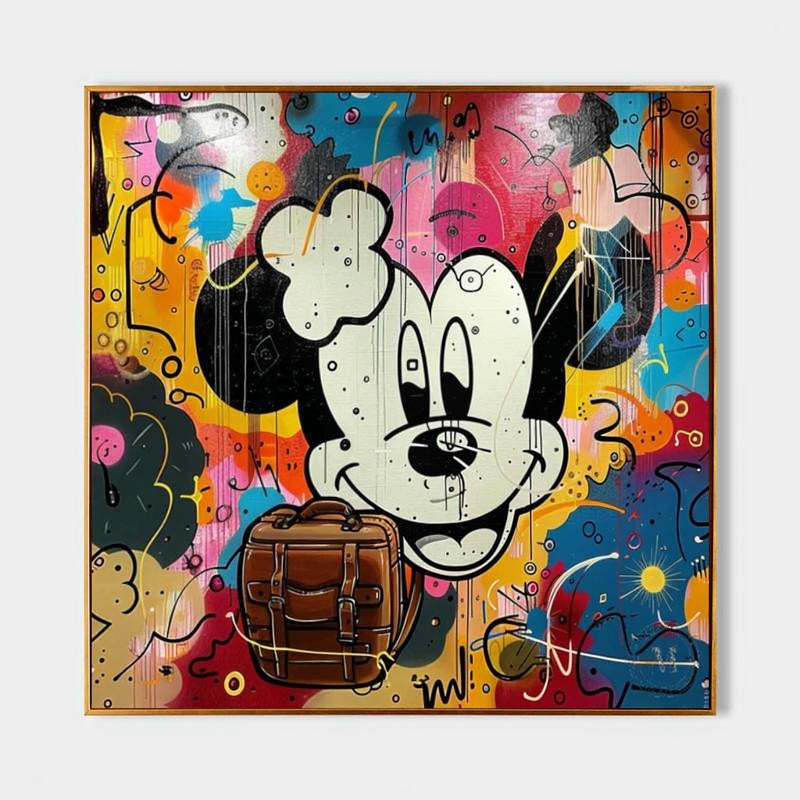 Wall Art Pop Mickey Brown Bag Colorful Graffiti