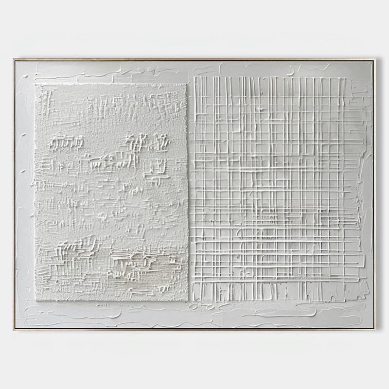 Wall Art White Split Grid Panel Canvas
