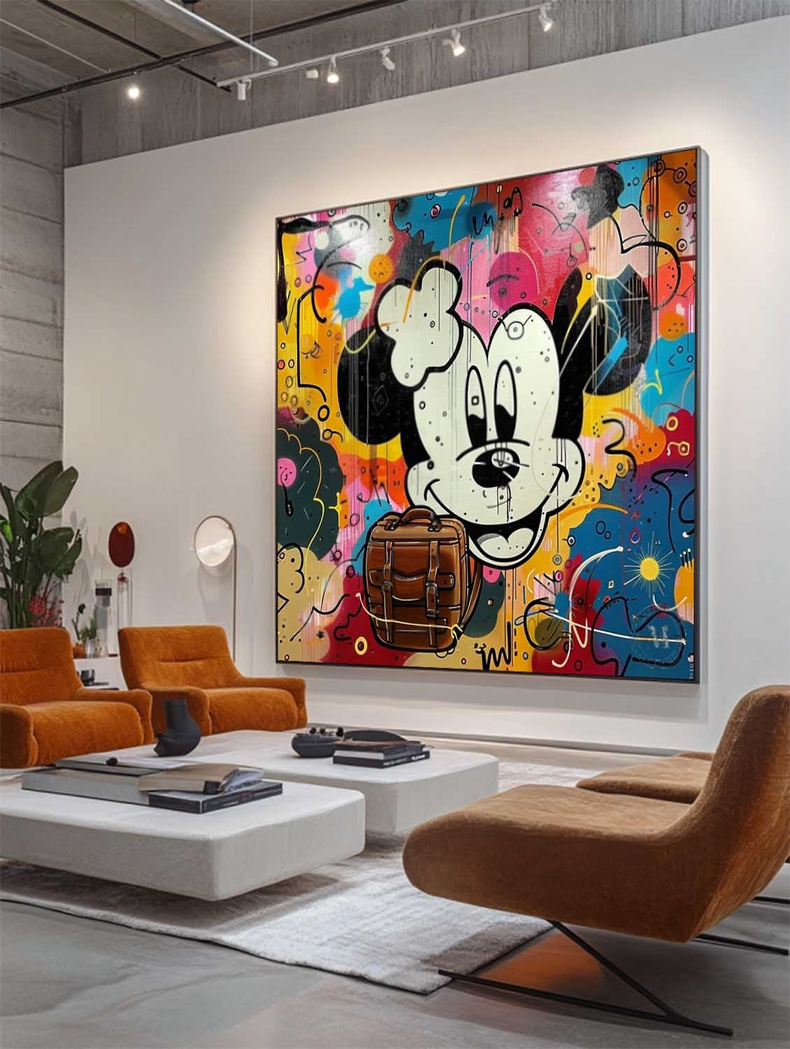 Wall Art Pop Mickey Brown Bag Colorful Graffiti