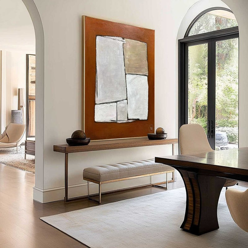 Wall Art Minimalist Geometric Block Brown