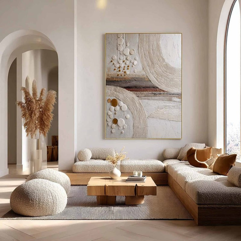 Wall Art Minimalist 3D Gold Circles Waves