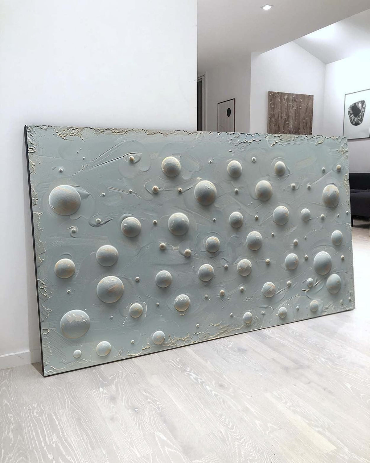 Wall Art Neutral Bubble Dotted Canvas