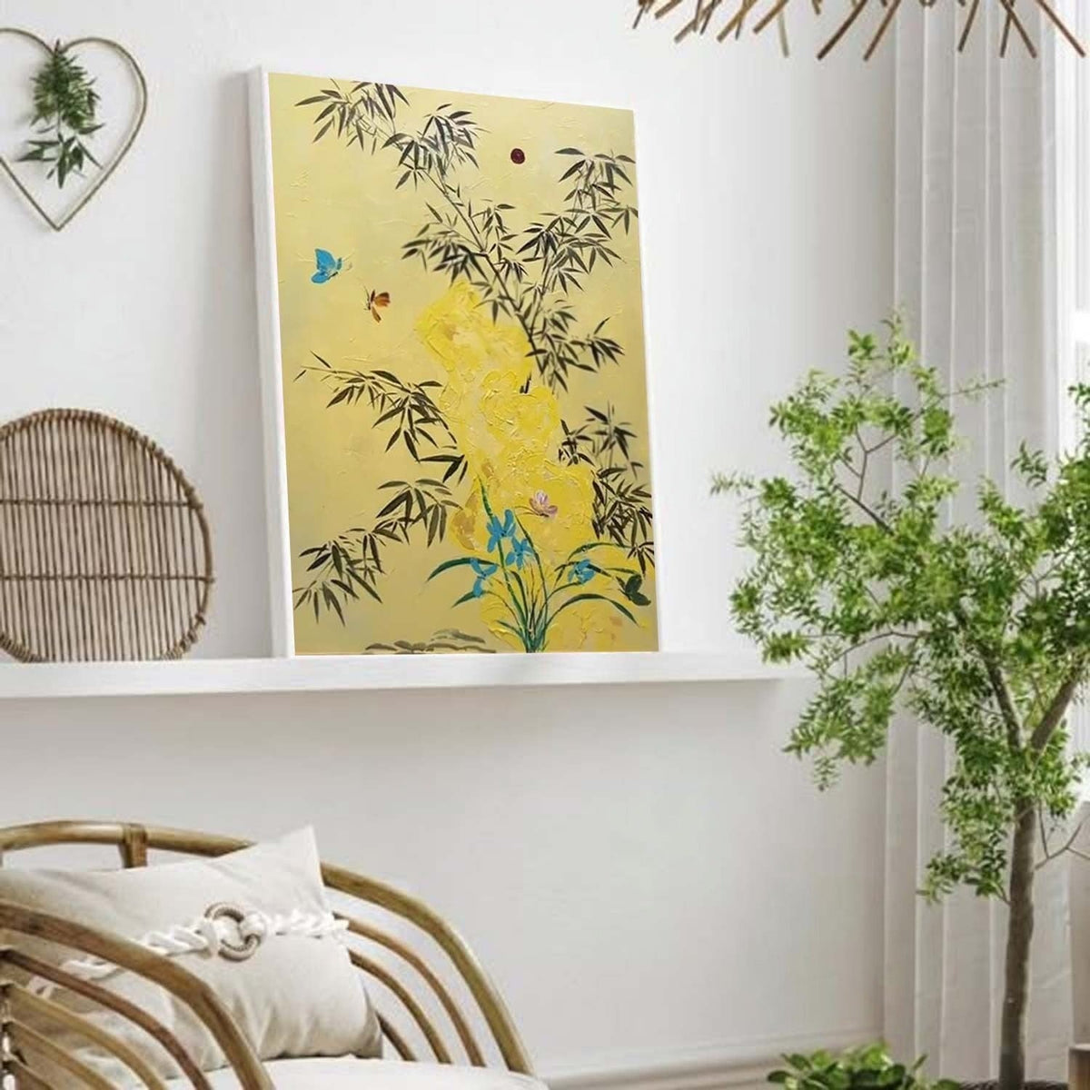 Wall Art Oriental Bamboo Butterfly