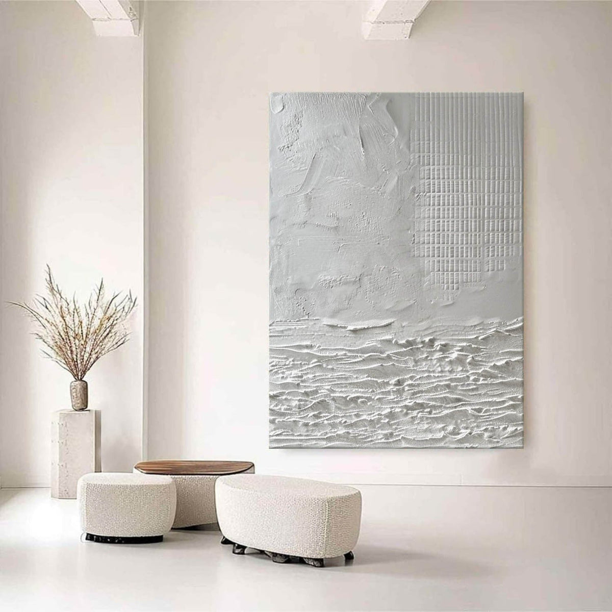 Wall Art Neutral Coastal Grid Painting