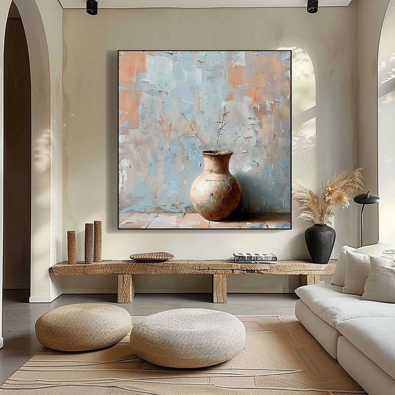 Wall Art Rustic Vase Still Life Impasto
