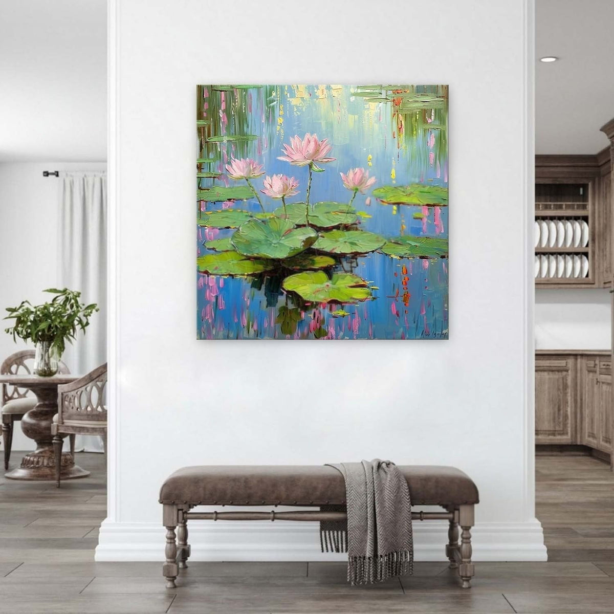 Wall Art Serene Pink Water Lilies Pond