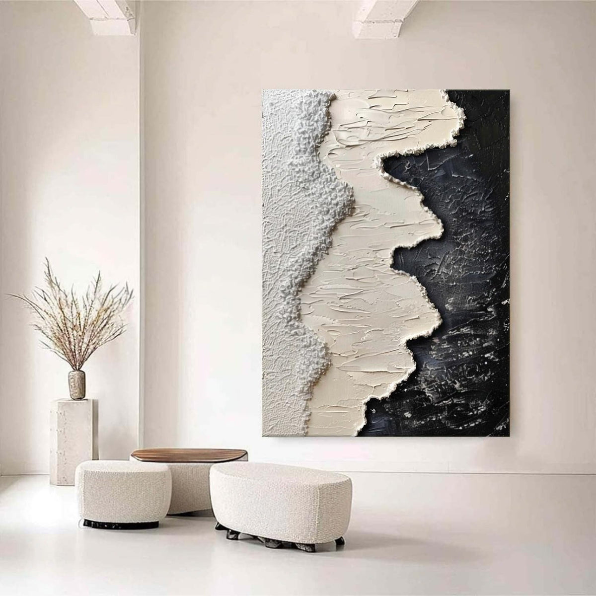 Wall Art Monochrome Wave Painting