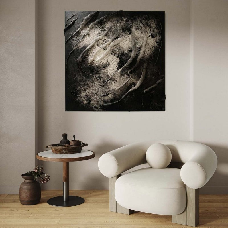 Wall Art Monochrome Swirl Relief