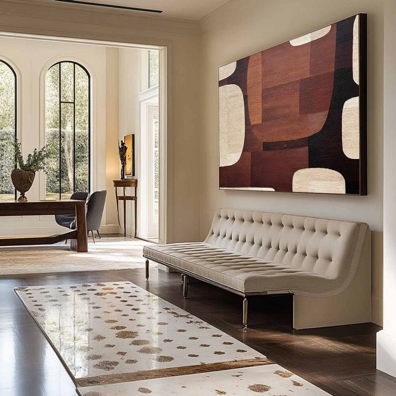 Wall Art Geometric Wood Grain Brown Beige