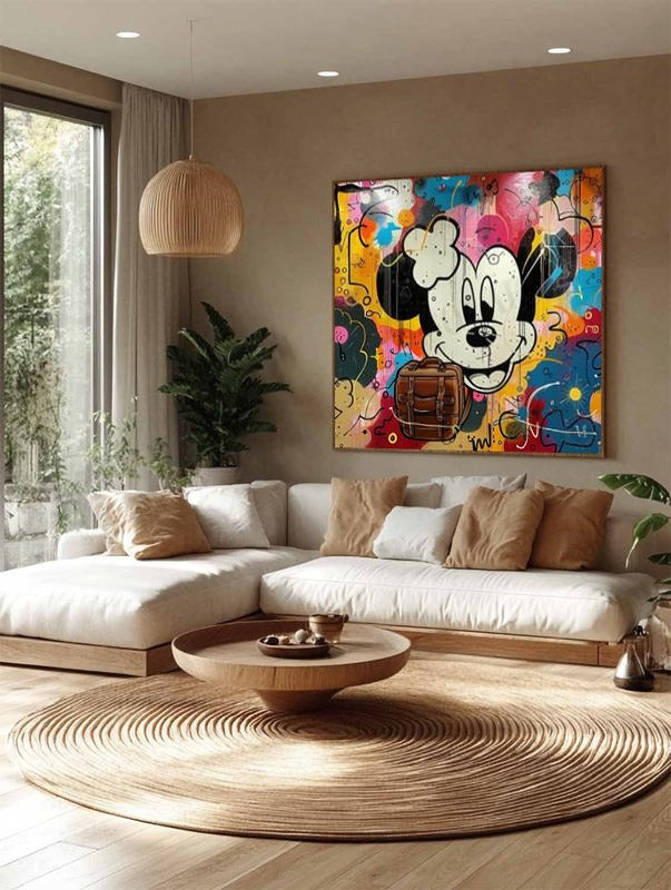 Wall Art Pop Mickey Brown Bag Colorful Graffiti