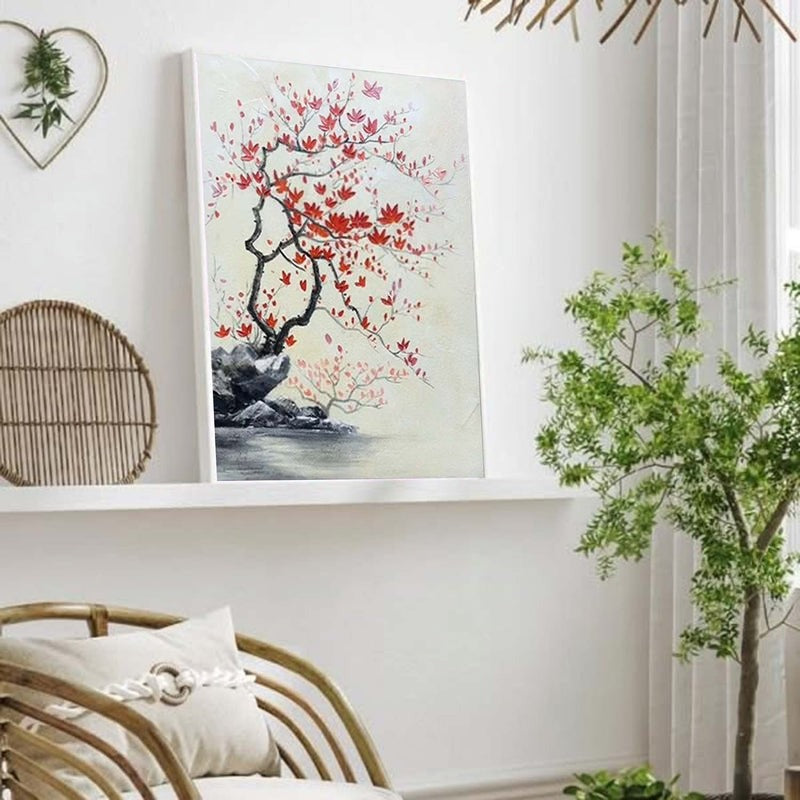 Wall Art Oriental Maple Blossom Rock Landscape