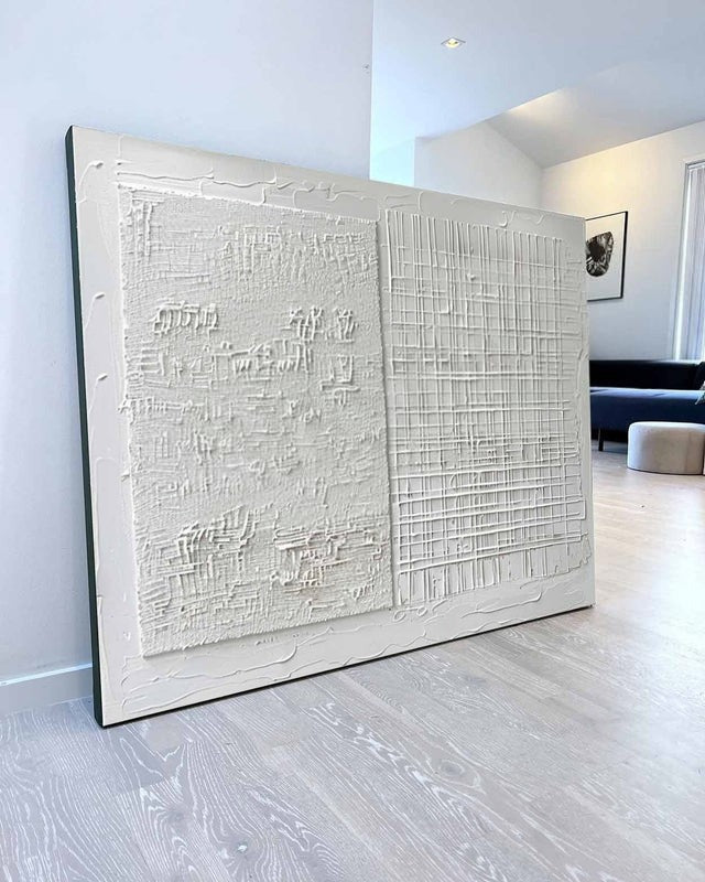 Wall Art White Split Grid Panel Canvas
