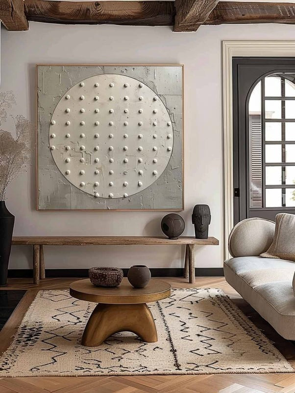 Wall Art Minimalist Circular Dotted Relief