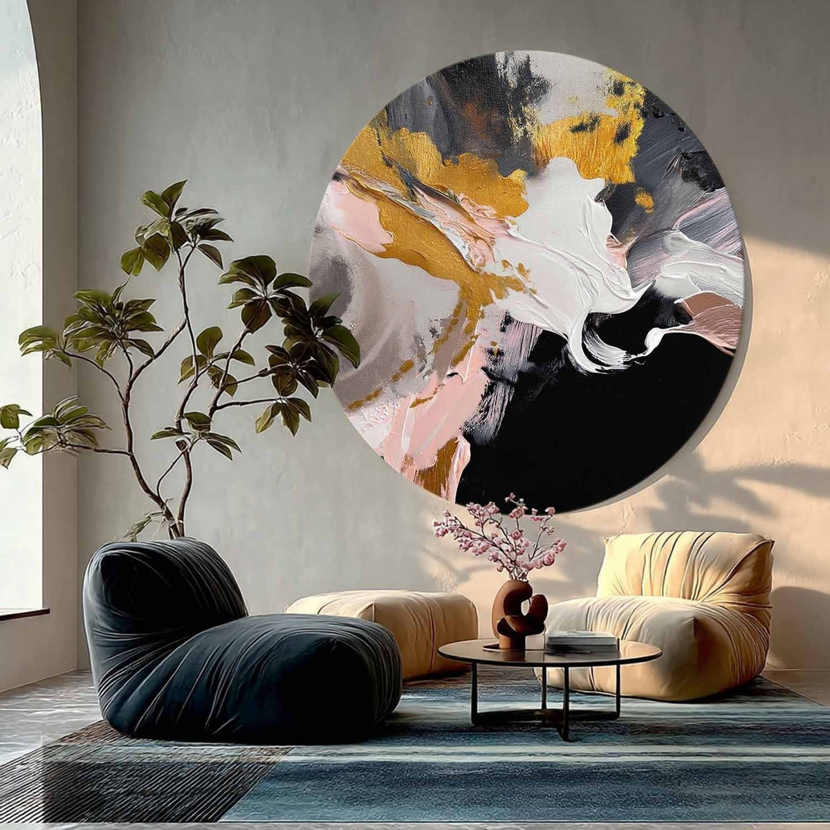 Wall Art Bold Abstract Swirls Gold
