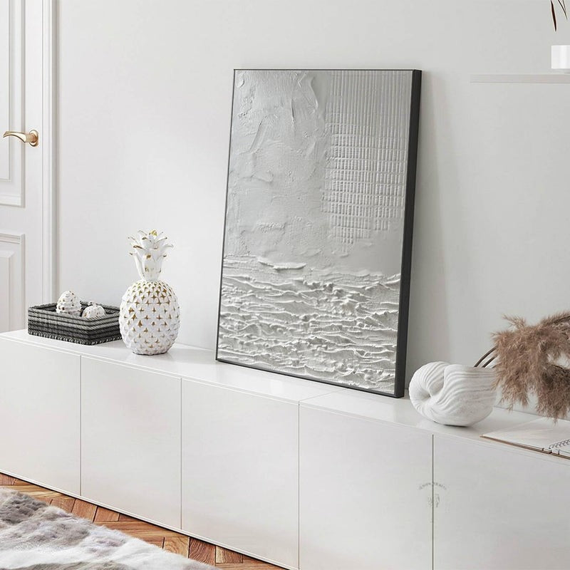 Wall Art Neutral Coastal Grid Painting