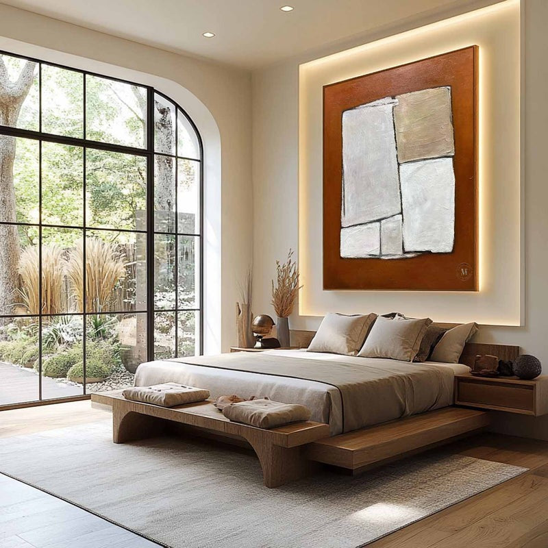 Wall Art Minimalist Geometric Block Brown