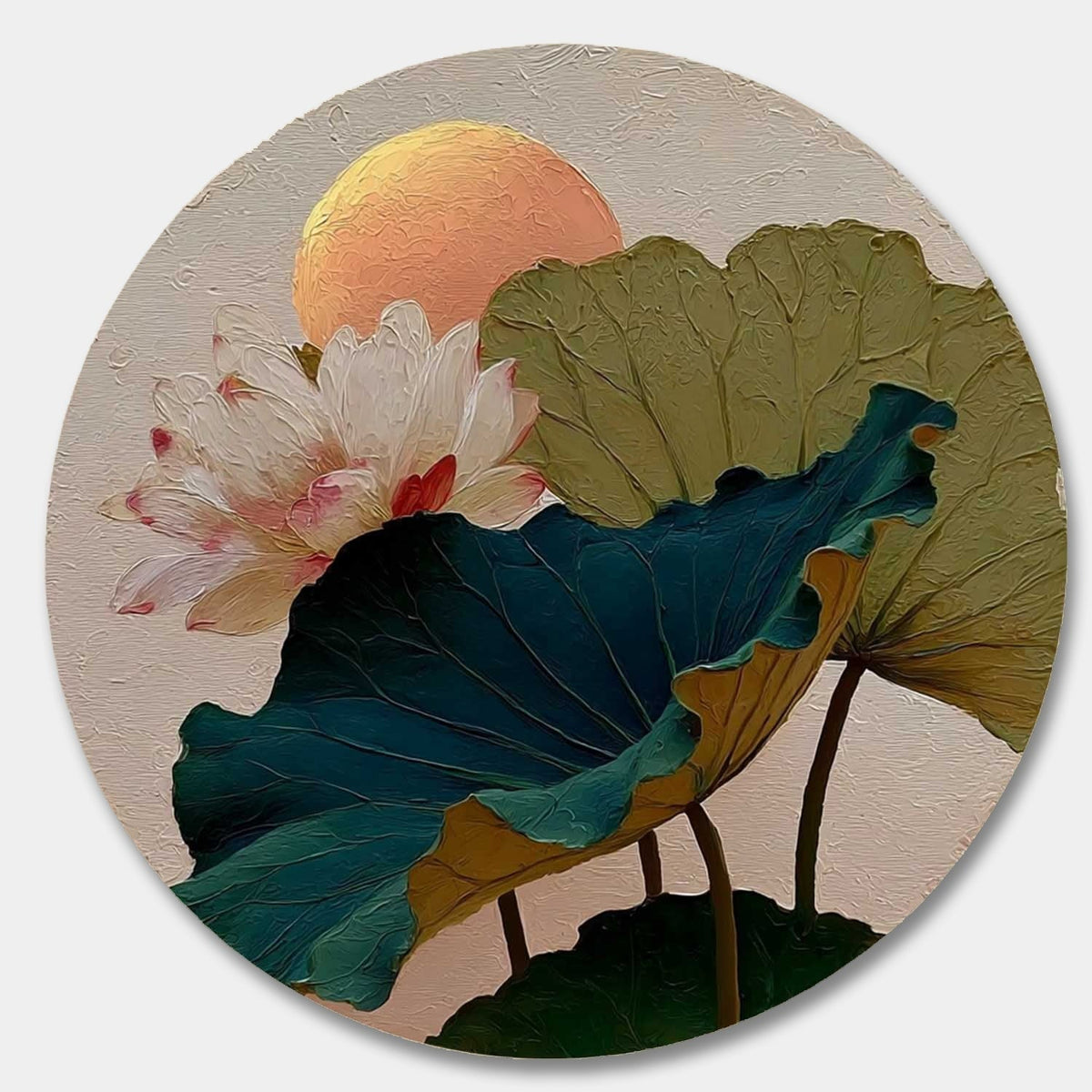 Wall Art Textured Lotus Flower Peach