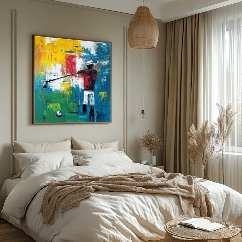 Wall Art Abstract Golfer Swing Colorful