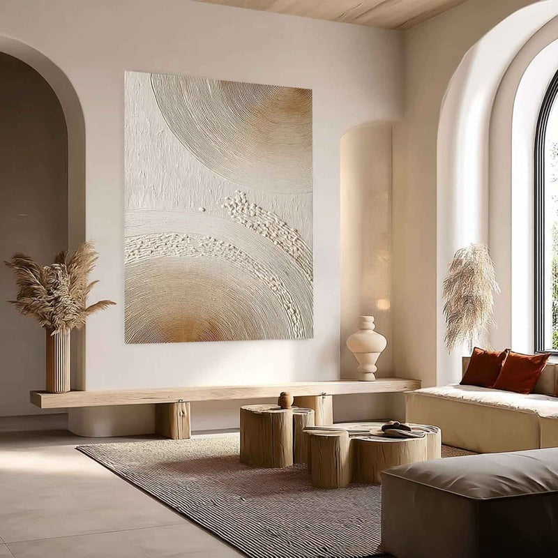 Wall Art Minimalist 3D Textured Radial Lines