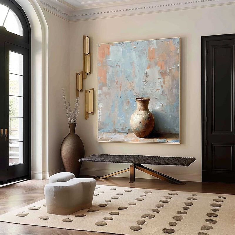Wall Art Rustic Vase Still Life Impasto